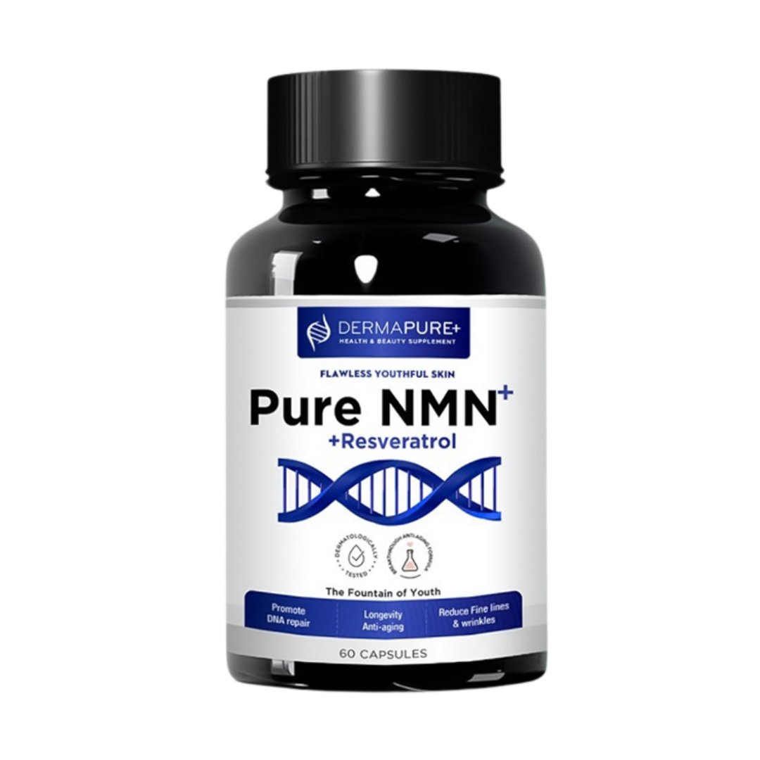 DermaPure+ NMN Plus Supplement 4-in-1 – Antioxidant & Healthy Skin Aging Support, 60 Capsules (1 Pack)